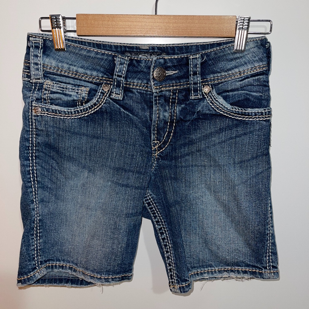 Silver Distressed Suki Surplus Denim Jean Shorts